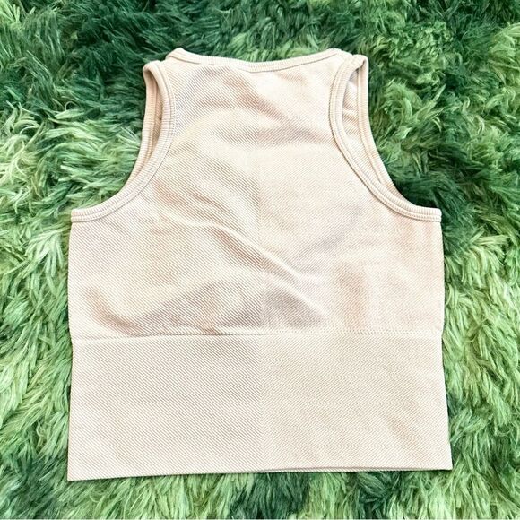 Cream Stretchy Tank Top with Rounded Neckline - Picture 2 of 2